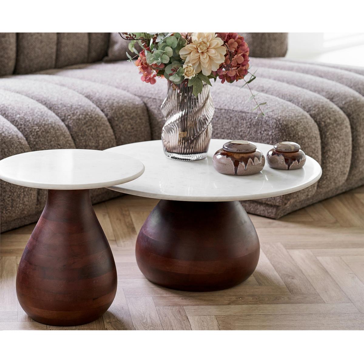 Couchtisch Heide ca. 70x70x35 cm Weiß/Dunkelbraun - Dunkelbraun/Weiß, Design, Holz/Stein (70/70/35cm) - MID.YOU