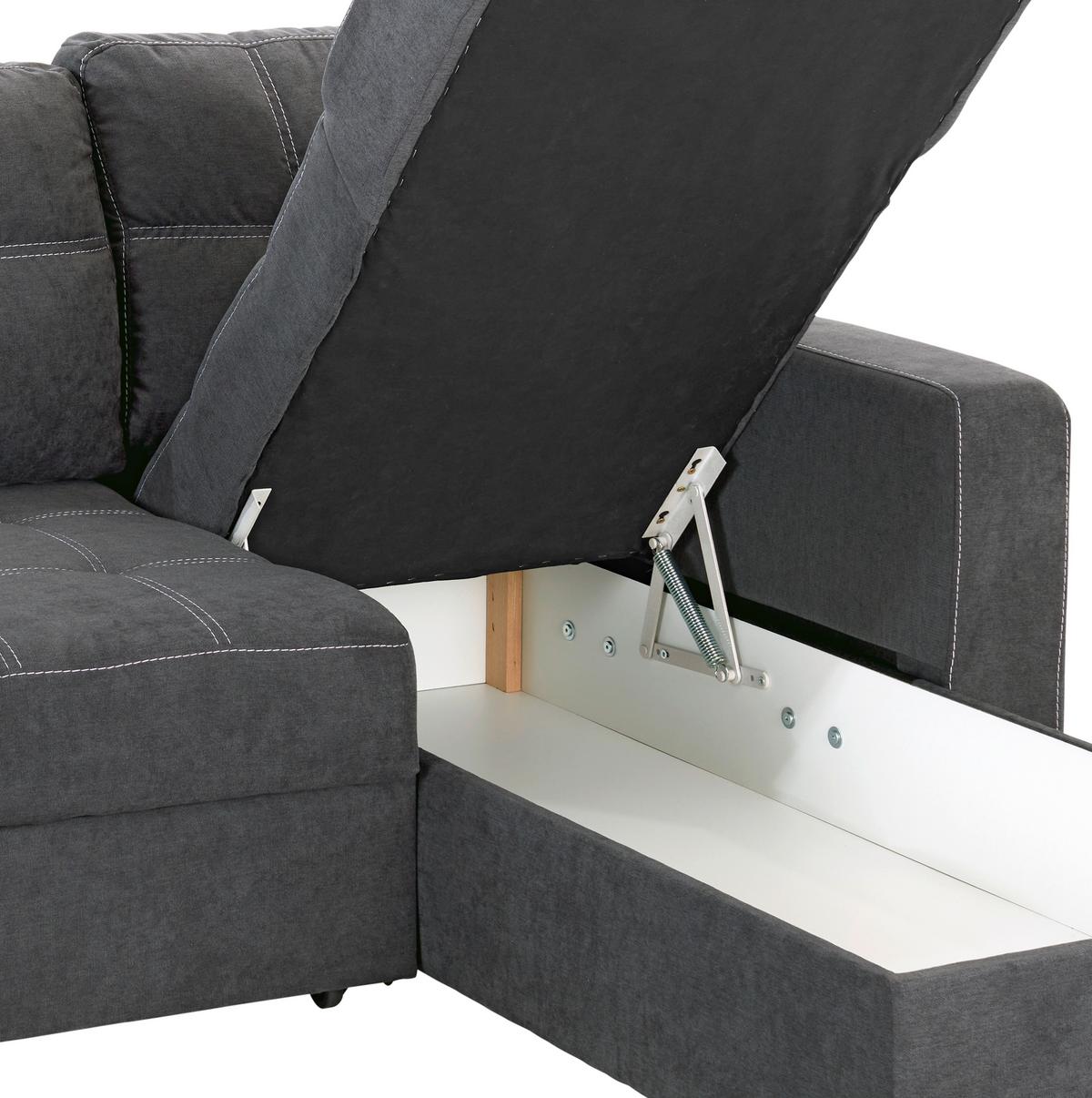 Sedežna Garnitura Mediolan, Z Ležiščem - temno siva/črna, Design, umetna masa/tekstil (240/160cm) - Mömax