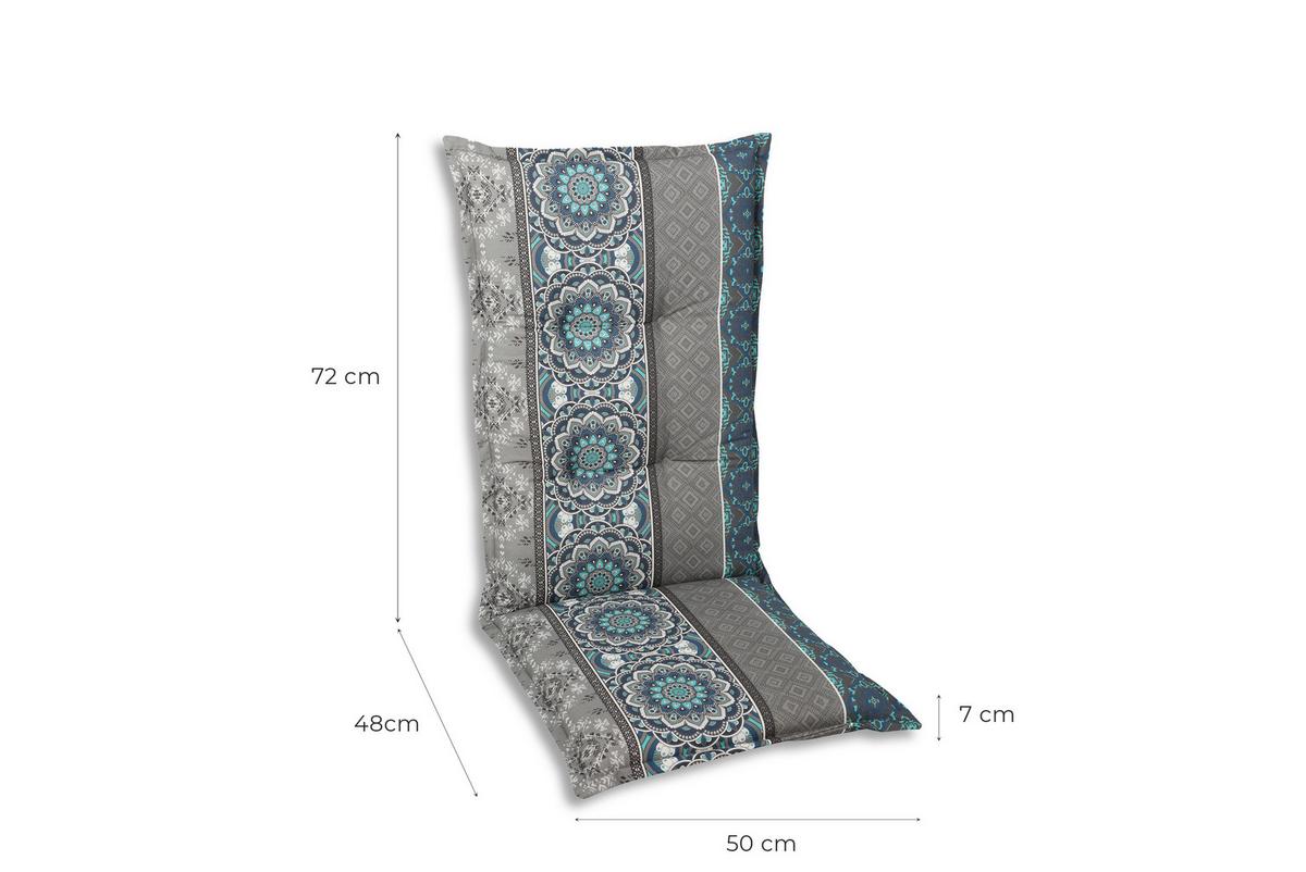 Sesselauflagenset Blau/Grau, 6-teilig - Blau/Hellgrau, Basics, Textil (50/7/120cm)