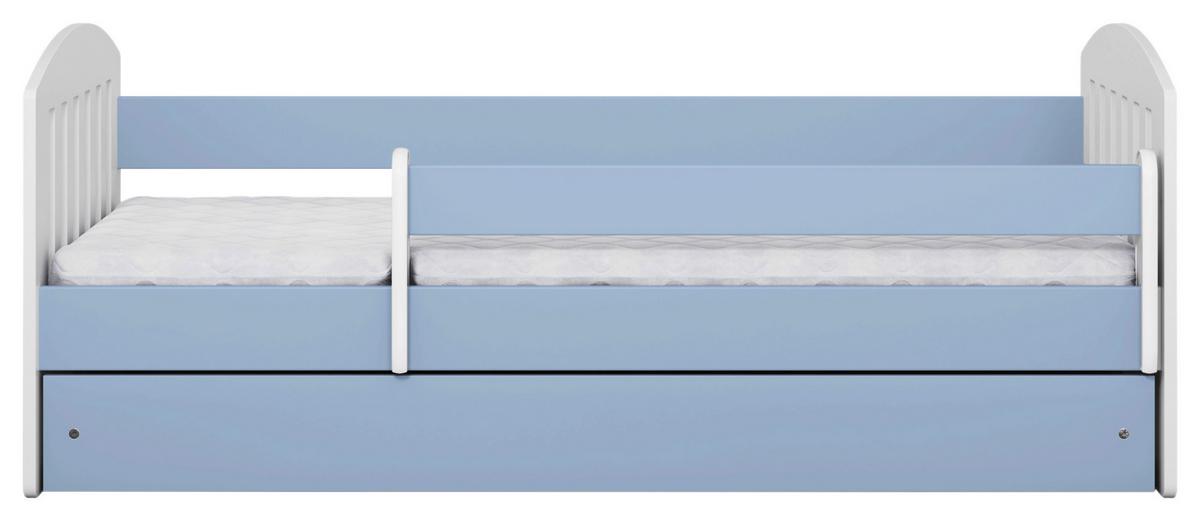 Otroška Postelja Classic 1, Bela, Modra, 80x140cm - modra/bela, Moderno, tekstil/leseni material (80/140cm) - MID.YOU