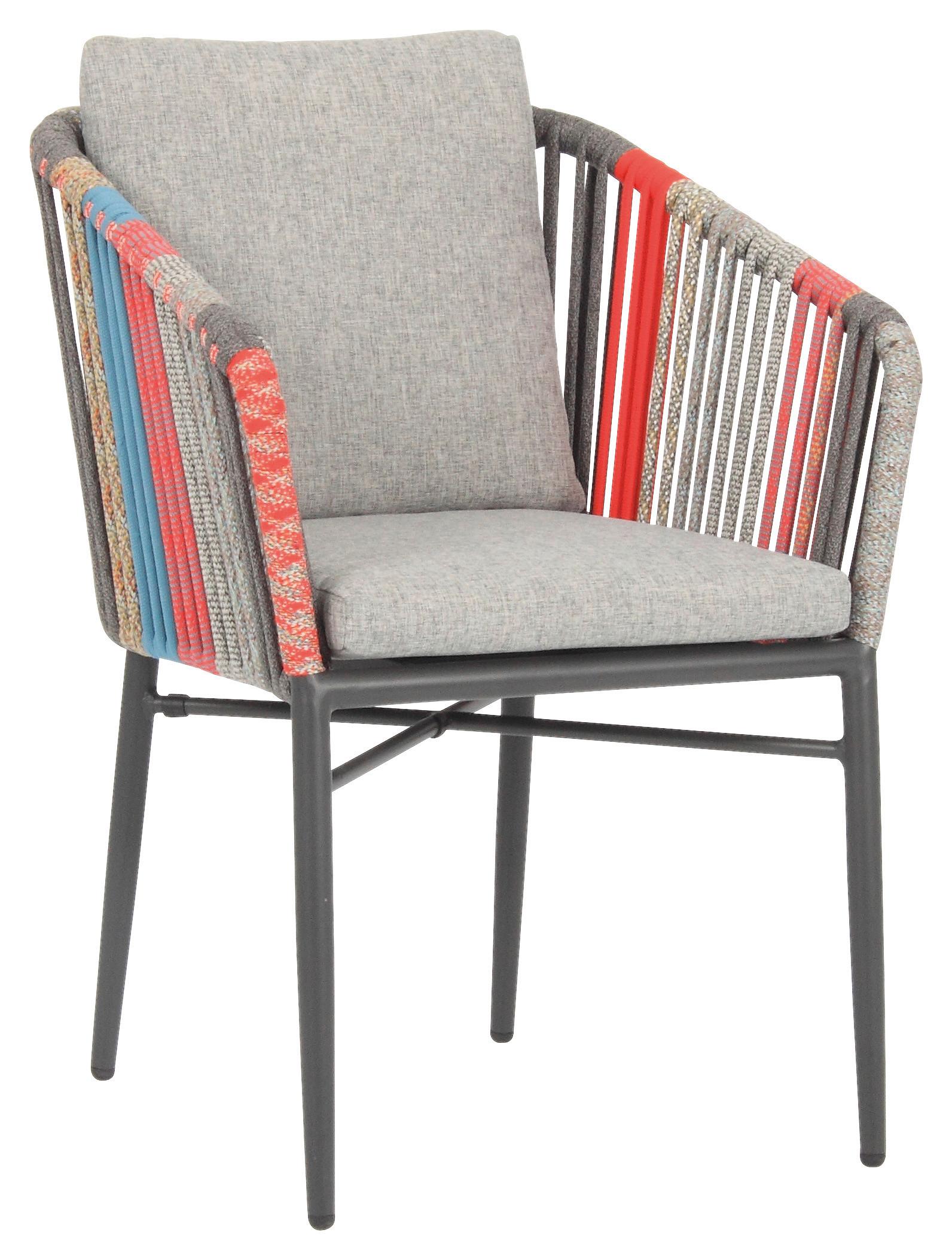 KRZESŁO OGRODOWE MANHATTEN COLOR - antracytowy/różnokolorowy, Modern, metal/tkanina (61/82/63cm) - Acamp