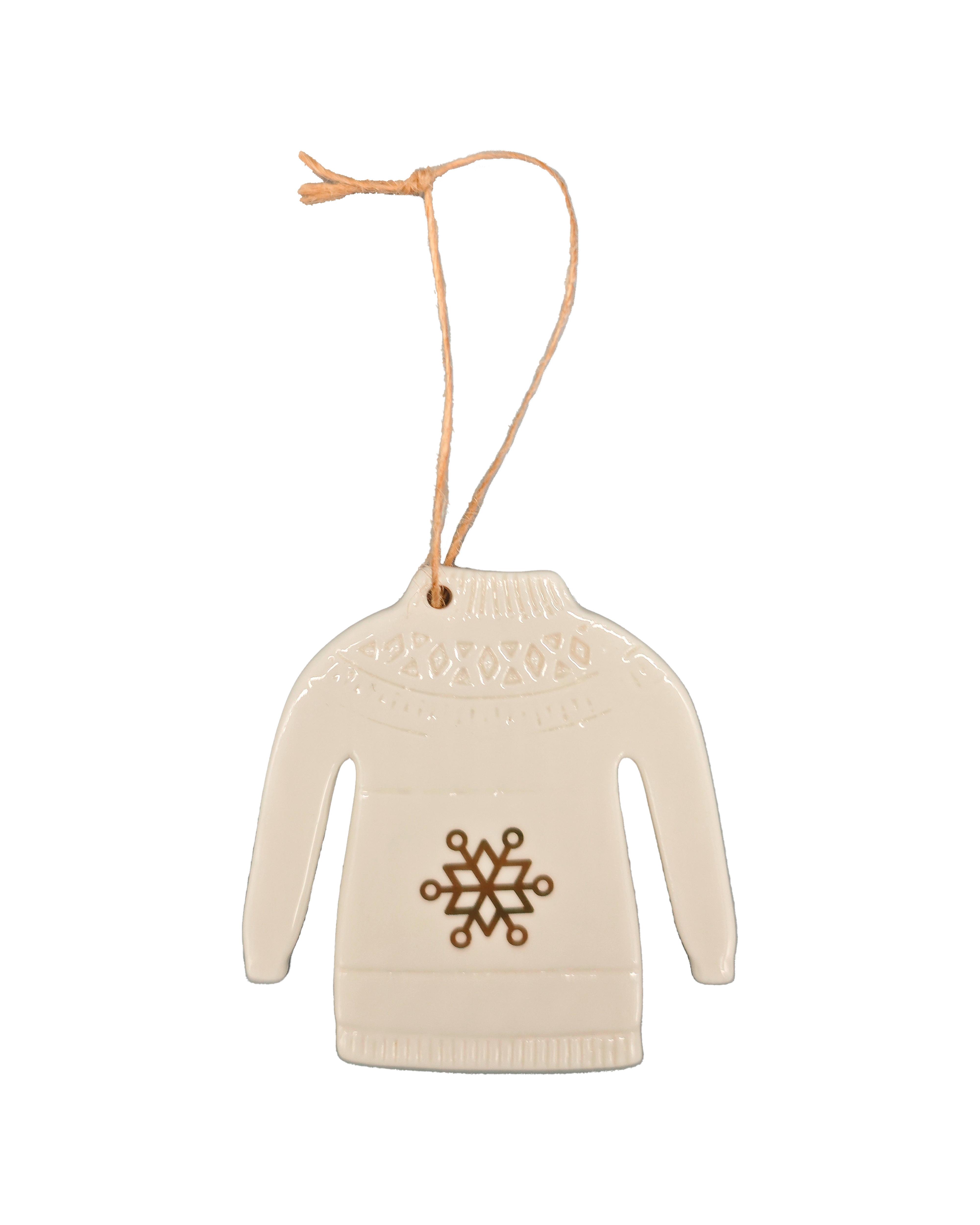 Dekohänger Kessie Weiß/Goldfarben - Goldfarben/Weiß, KONVENTIONELL, Keramik/Textil (7,5/7,5/0,5cm) - Mömax
