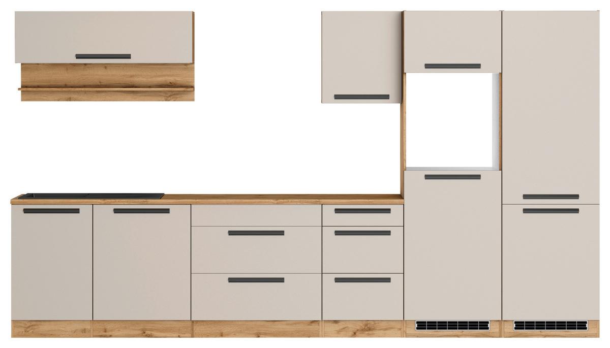 Küchenleerblock Aveiro o. Geräte Kaschmir - Kaschmir/Eiche Wotan, Trend, Holzwerkstoff/Metall (360cm) - Held