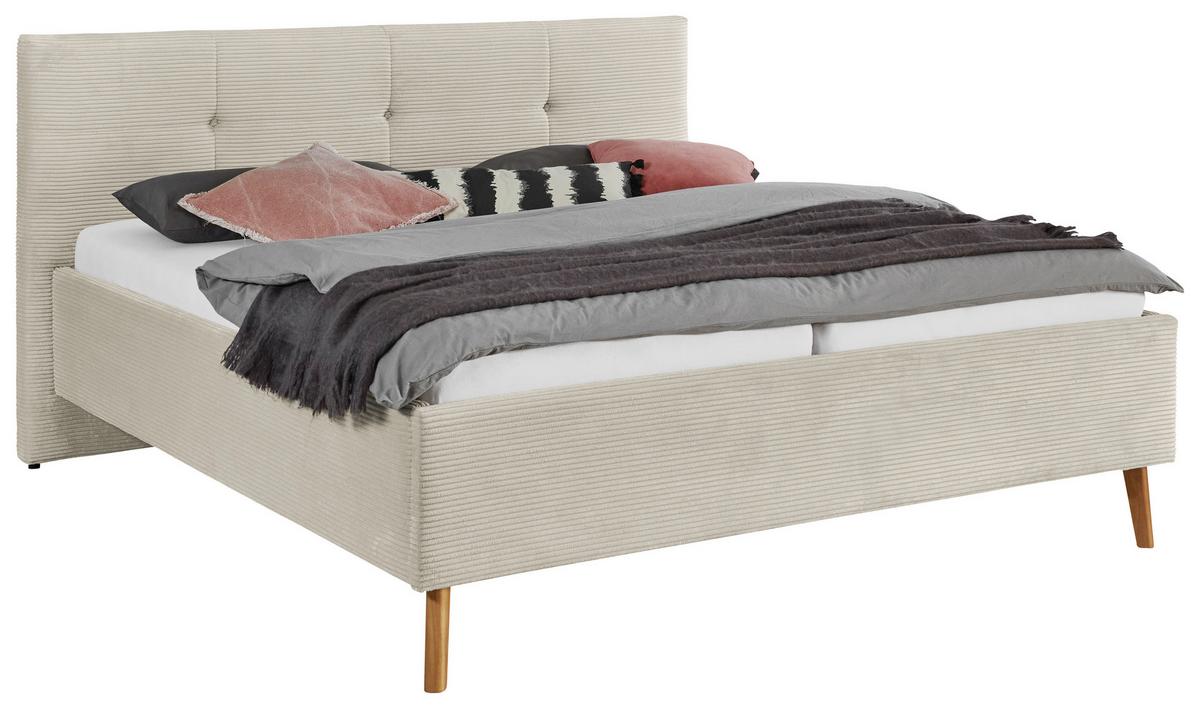Polsterbett Meila in Beige ca. 180x200cm - Eichefarben/Birkefarben, KONVENTIONELL, Holz/Textil (180/200cm) - Premium Living