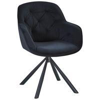 Naslanjač Silvi, Črna, Žamet, Vrtljiv - črna, Konvencionalno, kovina/tekstil (62/85/62cm)