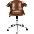 Drehstuhl Braun - Chromfarben/Braun, Leder/Metall (65/80-90/56cm) - PREMIUM LIVING