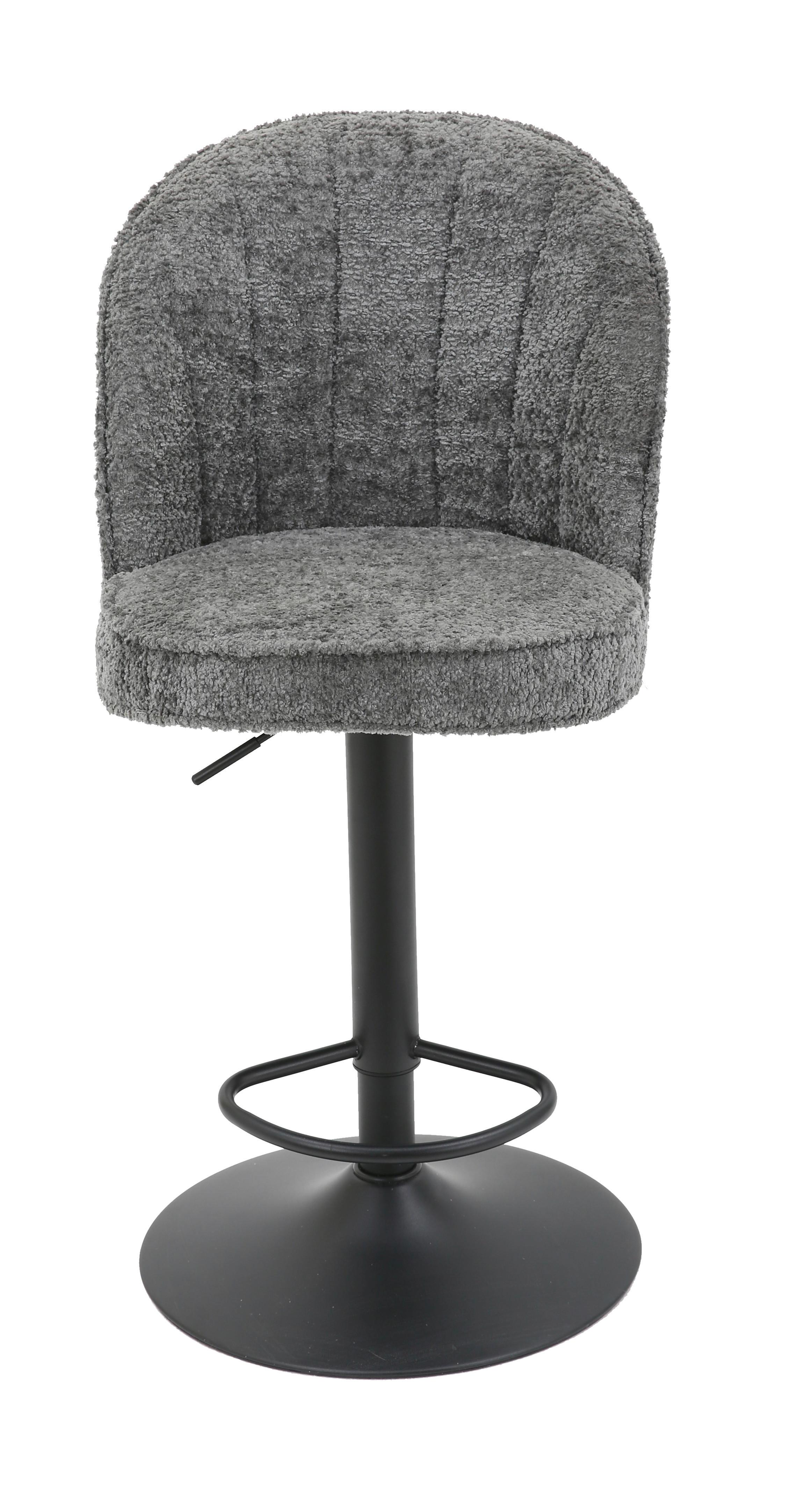 Barhocker Romy Grau - Schwarz/Grau, Modern, Textil/Metall (53/99-119/48cm) - Mömax