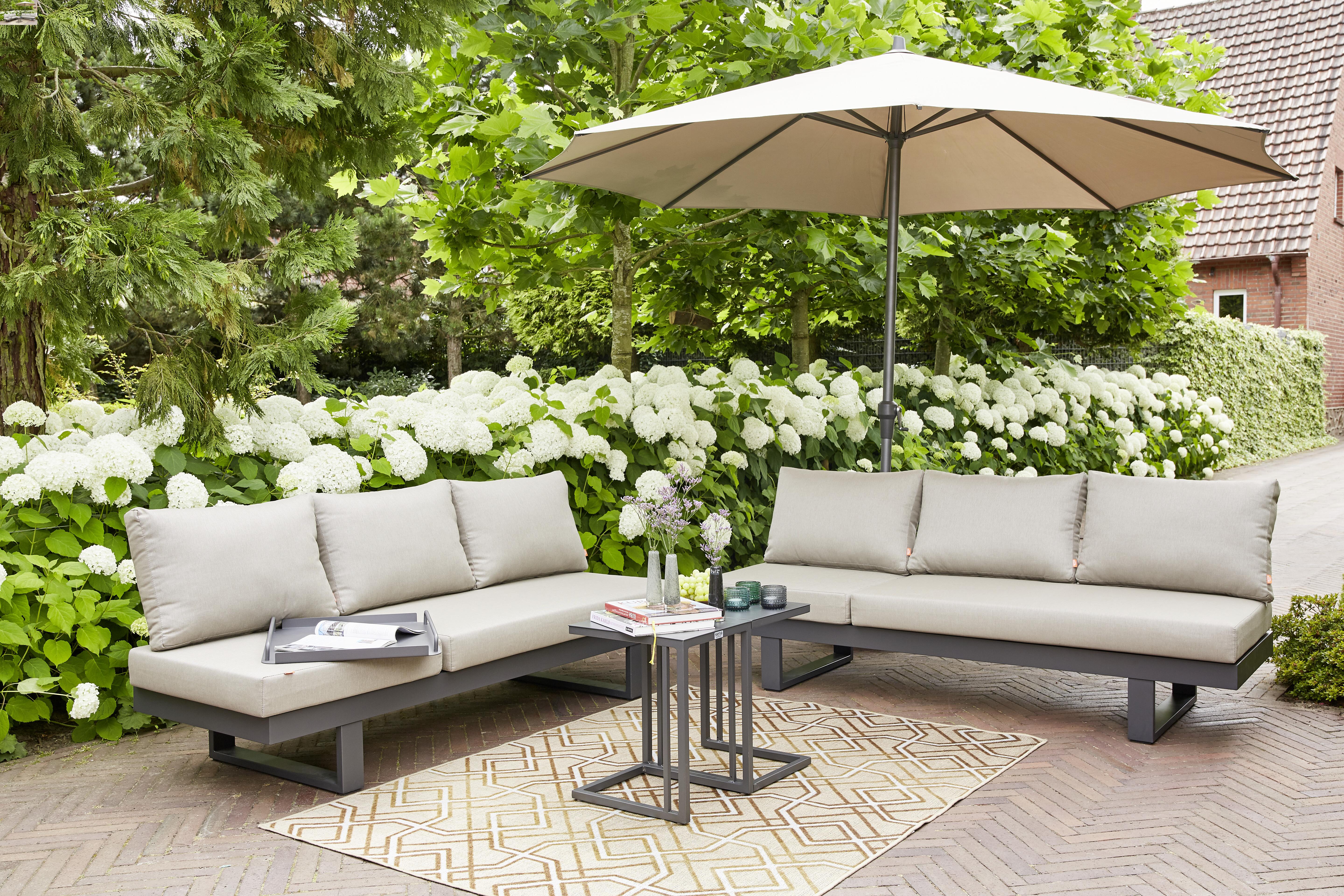 Sonnenschirm Ø 350 cm Anthrazit/Taupe - Taupe/Anthrazit, KONVENTIONELL, Textil/Metall (350/350cm) - Siena Garden