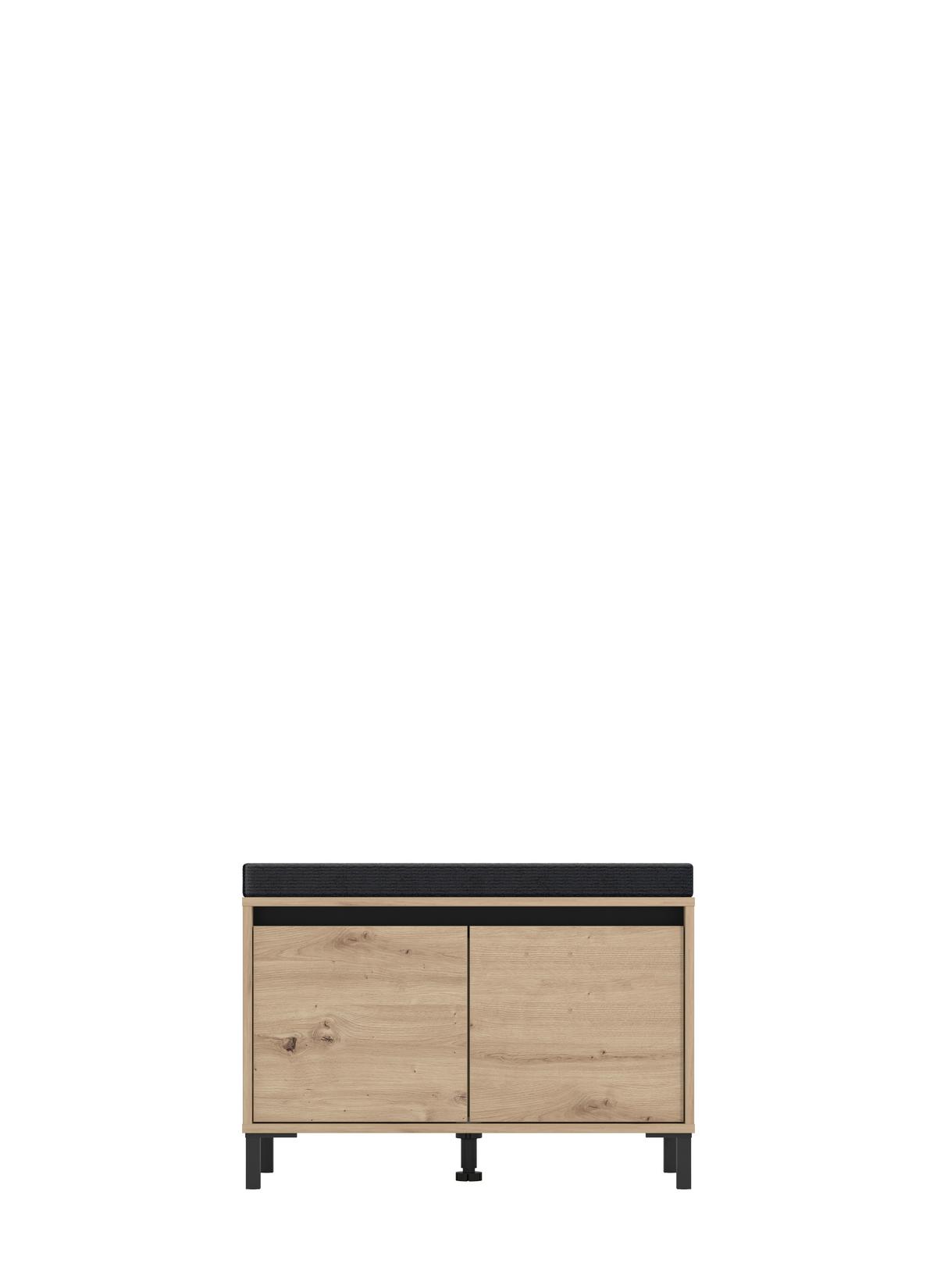 Előszobapad Arran - fekete/Artisan tölgy, Modern, faalapú anyag/textil (80/52/40cm) - Xora