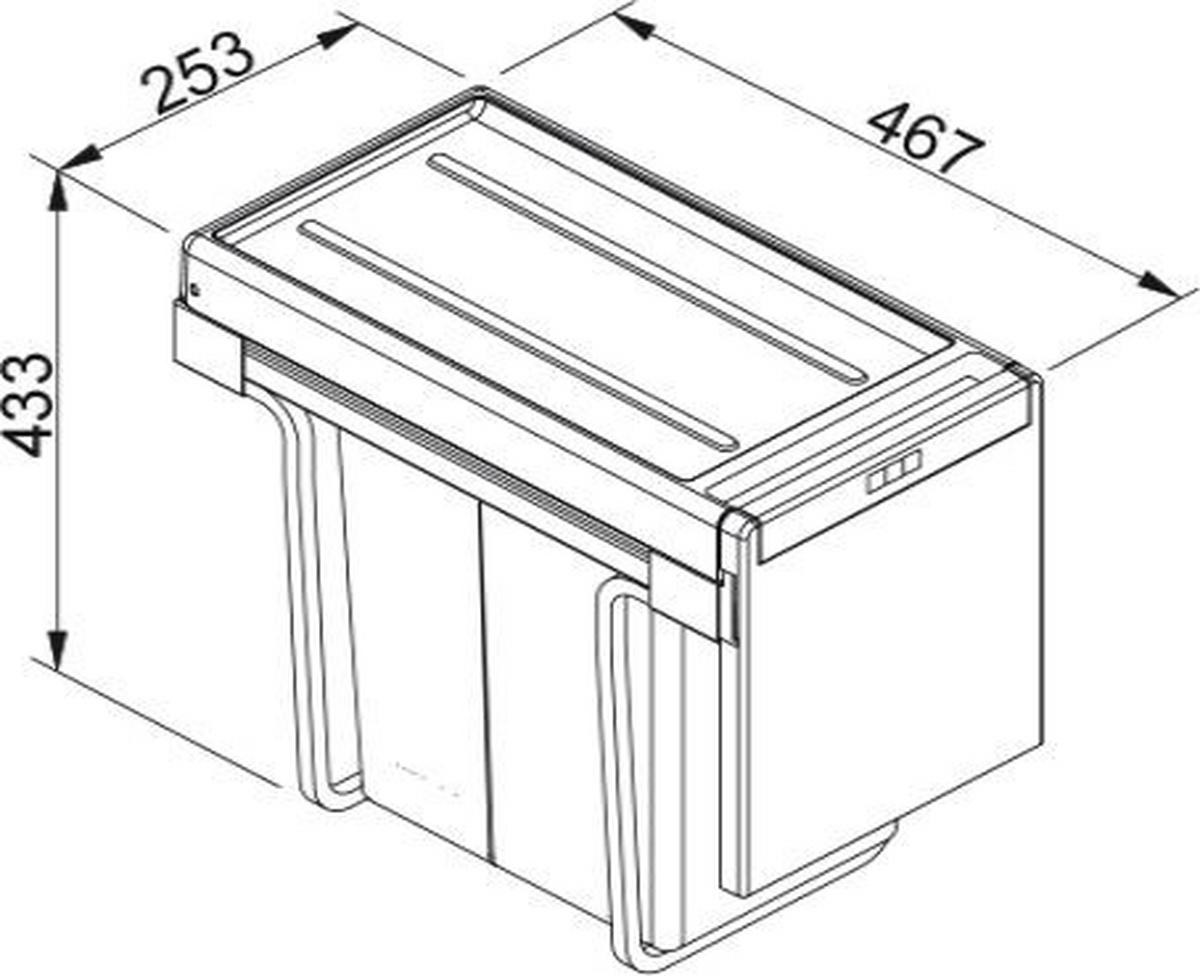 SORTOWNIK ODPADÓW DO ZABUDOWY 1340039553  -TOP- - kolor stalowy/czarny, Basics, tworzywo sztuczne/metal (25,3/43,3/46,7cm) - Franke