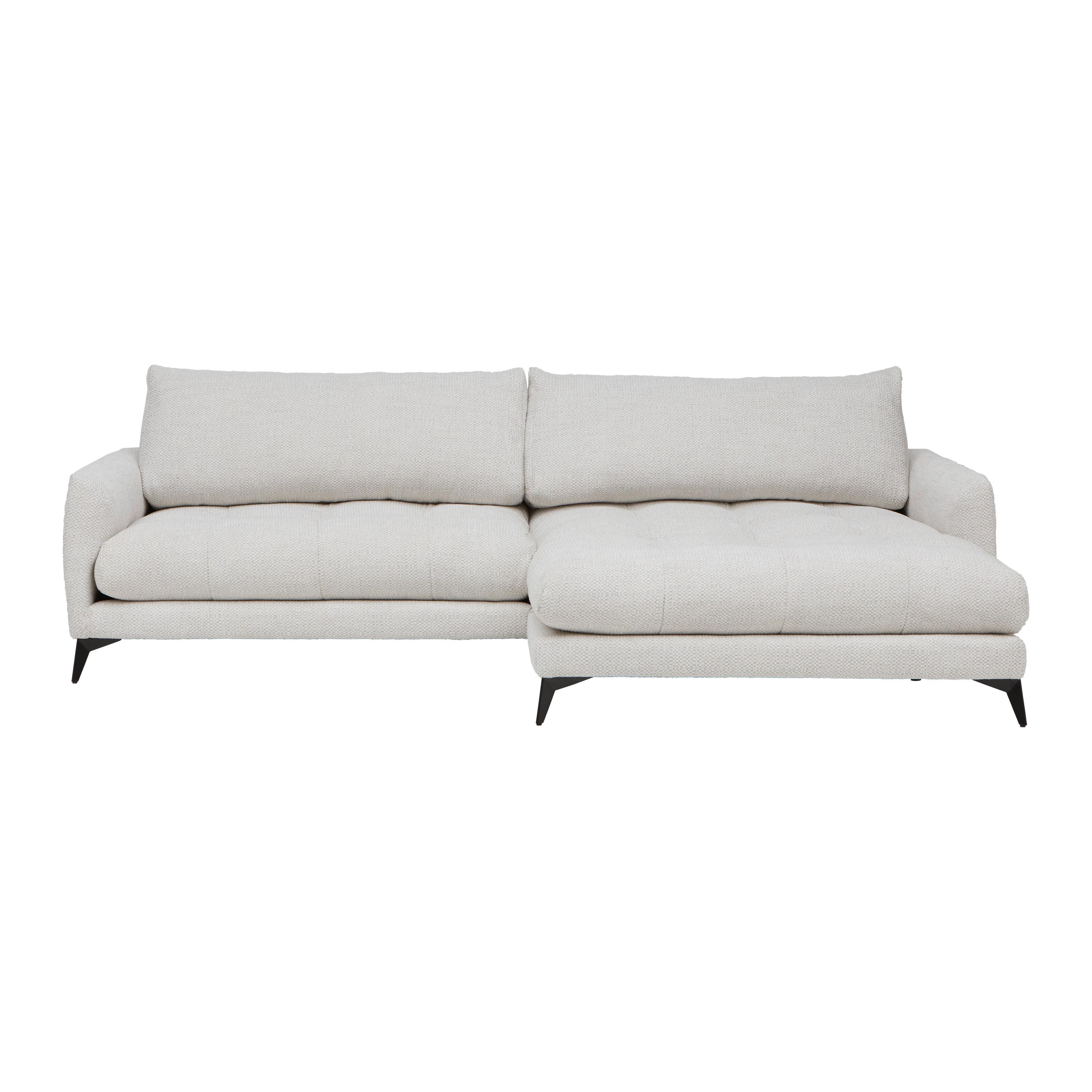 Ecksofa Bruce Grauweiß - Grauweiß/Schwarz, Textil/Metall (273/61-85/161cm) - Mömax