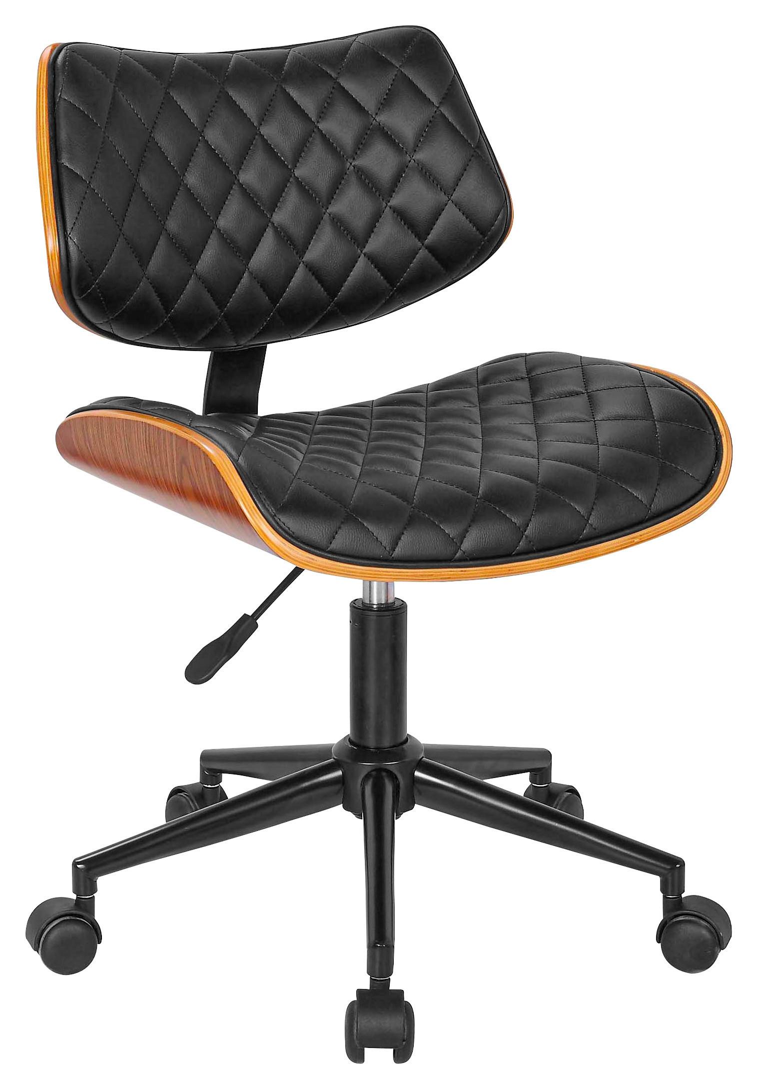 Pisarniški Stol Jeff, Črna, Rjava - črna/naravne barve, Trendi, kovina/tekstil (48/76-86/51cm) - Premium Living
