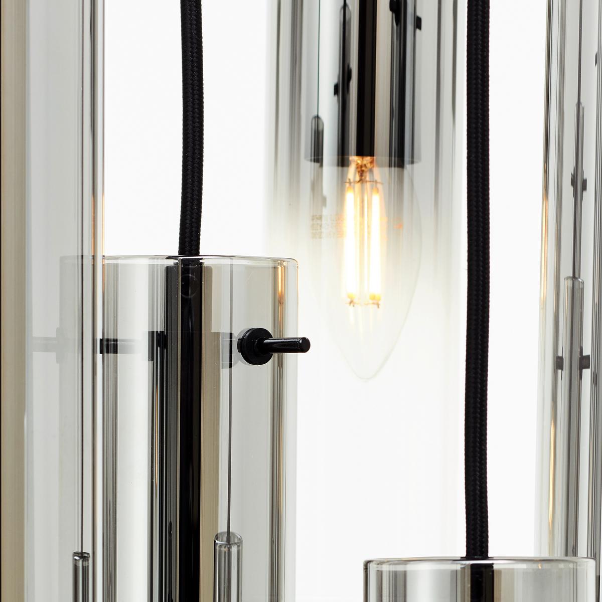 Hängeleuchte Glasini Grau/Schwarz max. 25 Watt - Schwarz/Grau, Design, Glas/Metall (32/199cm) - Brilliant
