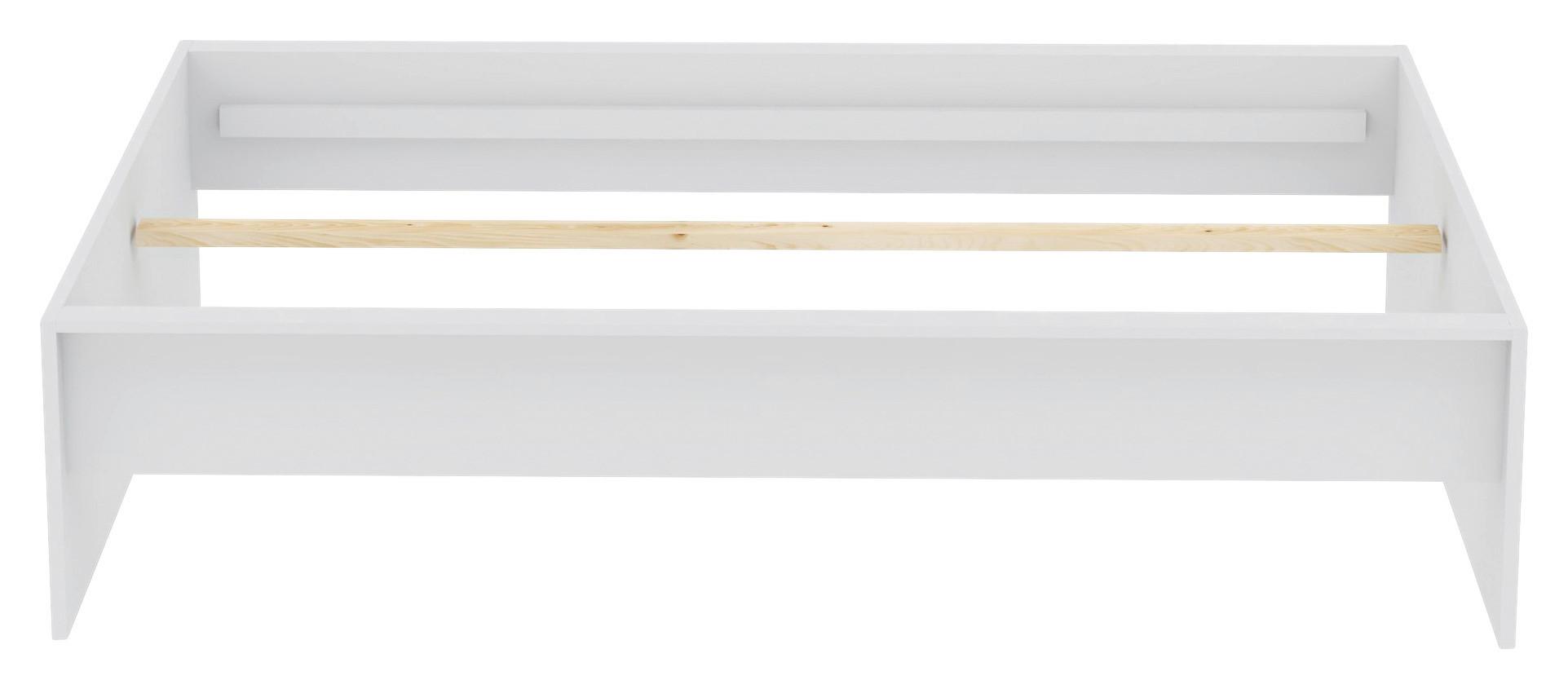 Cadru pat UNIT 140 - alb, Konventionell, material pe bază de lemn (140/200cm) - Ondega