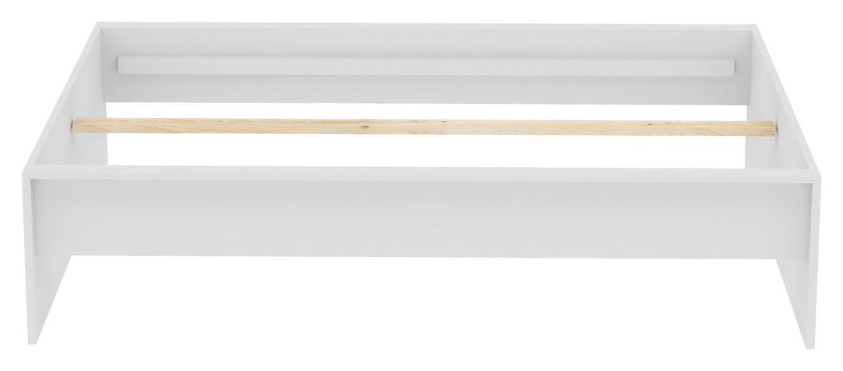 Cadru pat UNIT 140 - alb, Konventionell, material pe bază de lemn (140/200cm) - Ondega