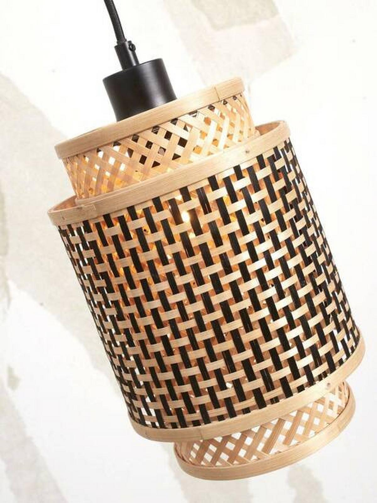 Viseča Svetilka Bhutan, Črna, Bambus - črna/naravne barve, Trend, les (18/25cm) - Good & Mojo