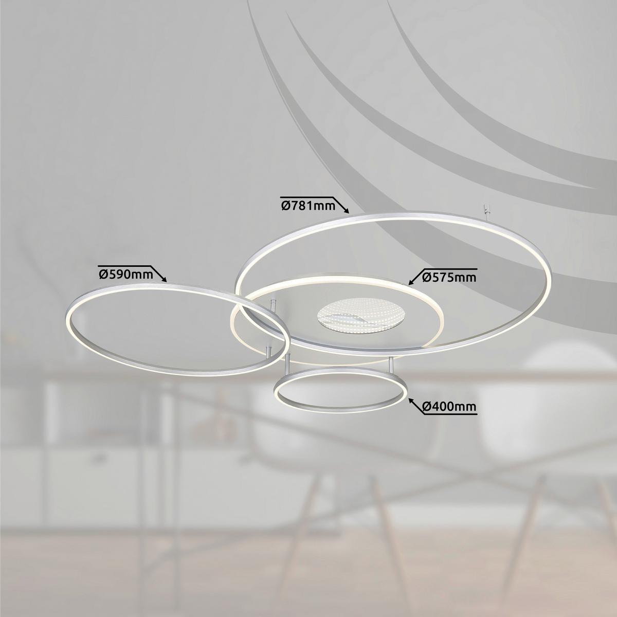 LAMPA SUFITOWA LED 48466-70A INVERTINA - kolor srebrny/biały, Design, tworzywo sztuczne/metal (126,4/105,3/13cm) - Globo