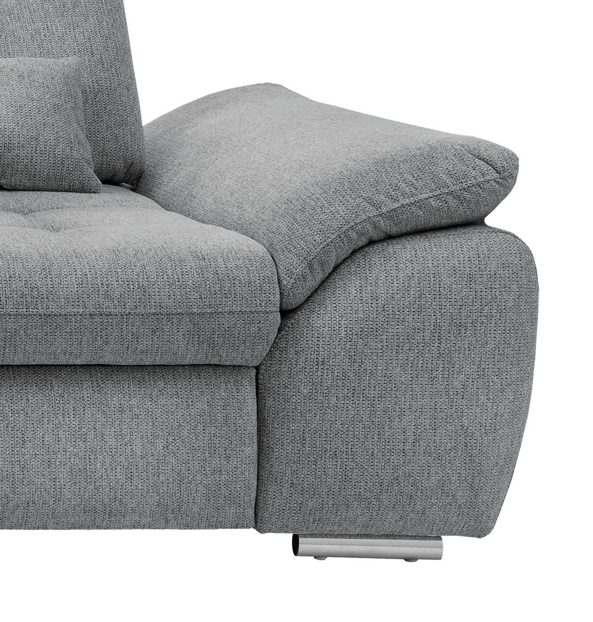 Ecksofa Rigatti mit Bettkasten ca. 184x314 cm Silberfarben - Chromfarben/Anthrazit, MODERN, Textil/Metall (184/314cm) - Livetastic