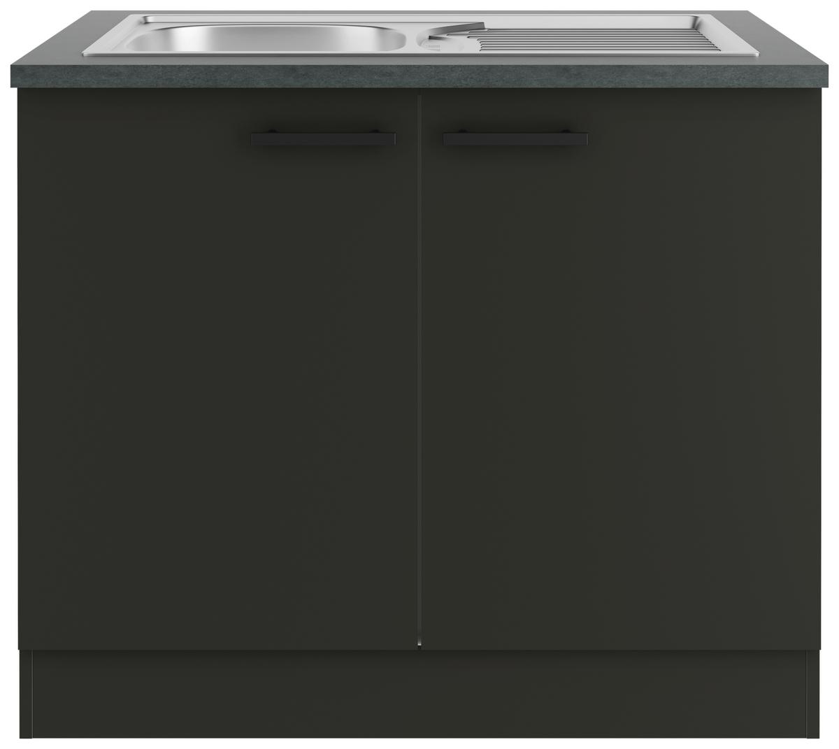 SZAFKA POD ZLEWOZMYWAK OPTIKULT - antracytowy/czarny, Basics, materiał drewnopochodny/metal (100/84,8/60cm) - Optifit