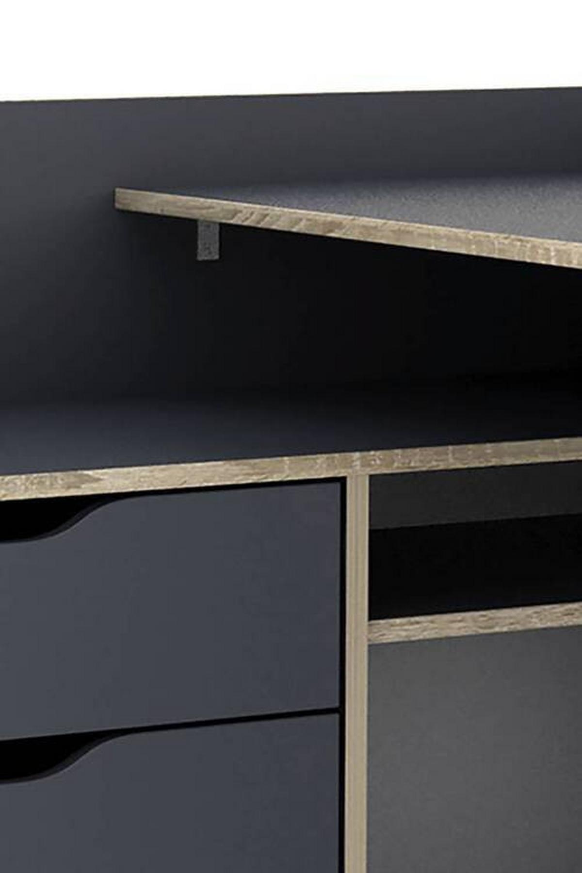 Eckschreibtisch Belfast Anthrazit/Eichefarben - Eichefarben/Anthrazit, LIFESTYLE, Holzwerkstoff (129/105/84cm) - MID.YOU