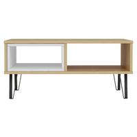 Couchtisch "Mendoz", Eichenfarben, Weiß - Eichefarben/Schwarz, Design, Holzwerkstoff/Metall (90/60/41,1cm) - Livetastic