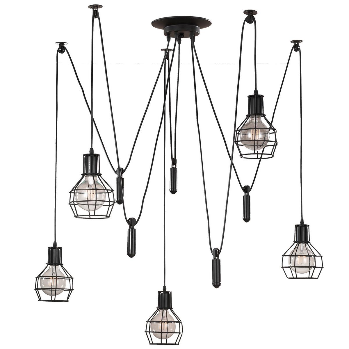 Hängeleuchte Spider Schwarz max. 22 Watt - Schwarz, LIFESTYLE, Metall (90/90cm)