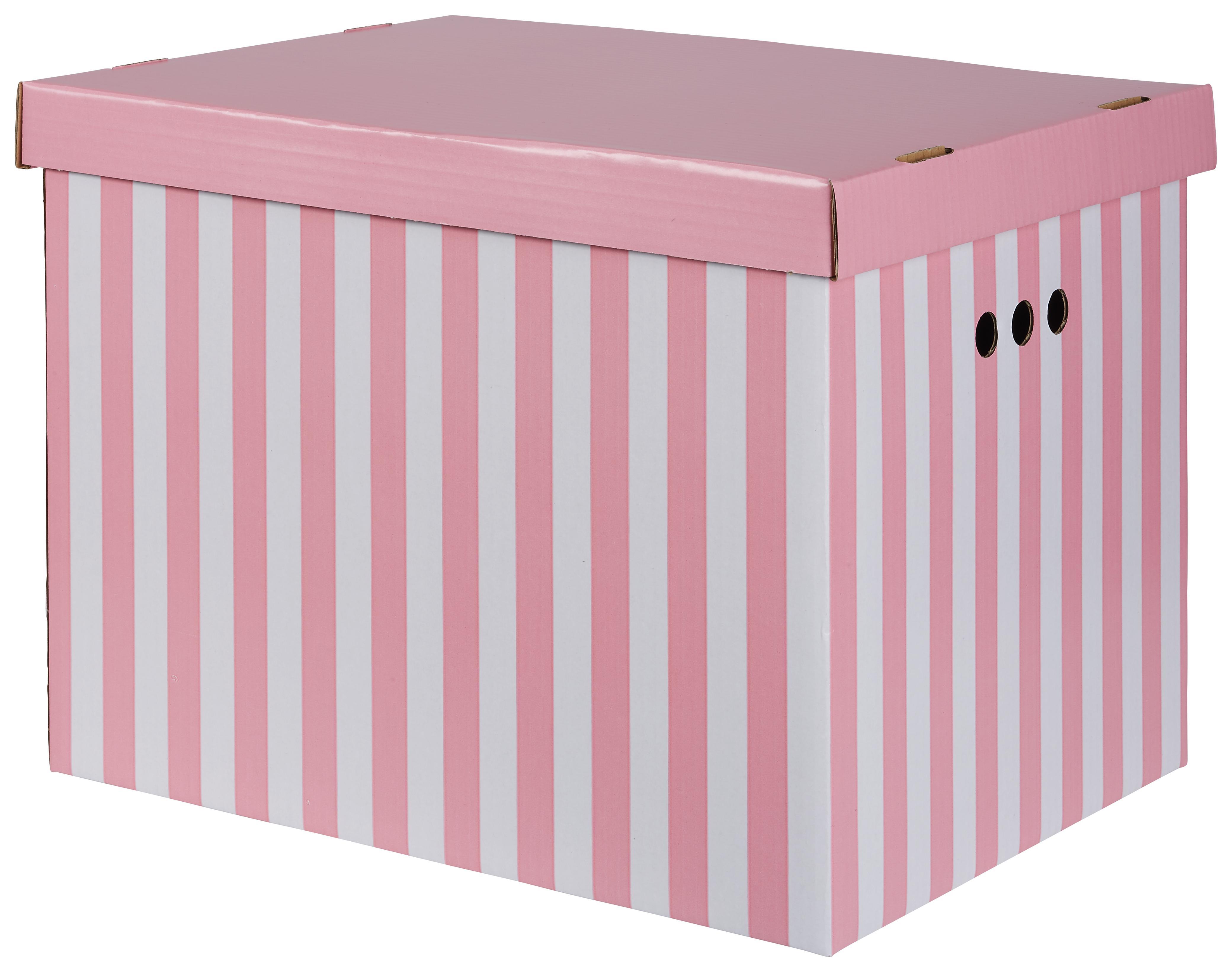 Box mit Deckel Jimmy Rosa/Weiß - Rosa/Weiß, Karton (42/32/32cm) - Mömax modern living