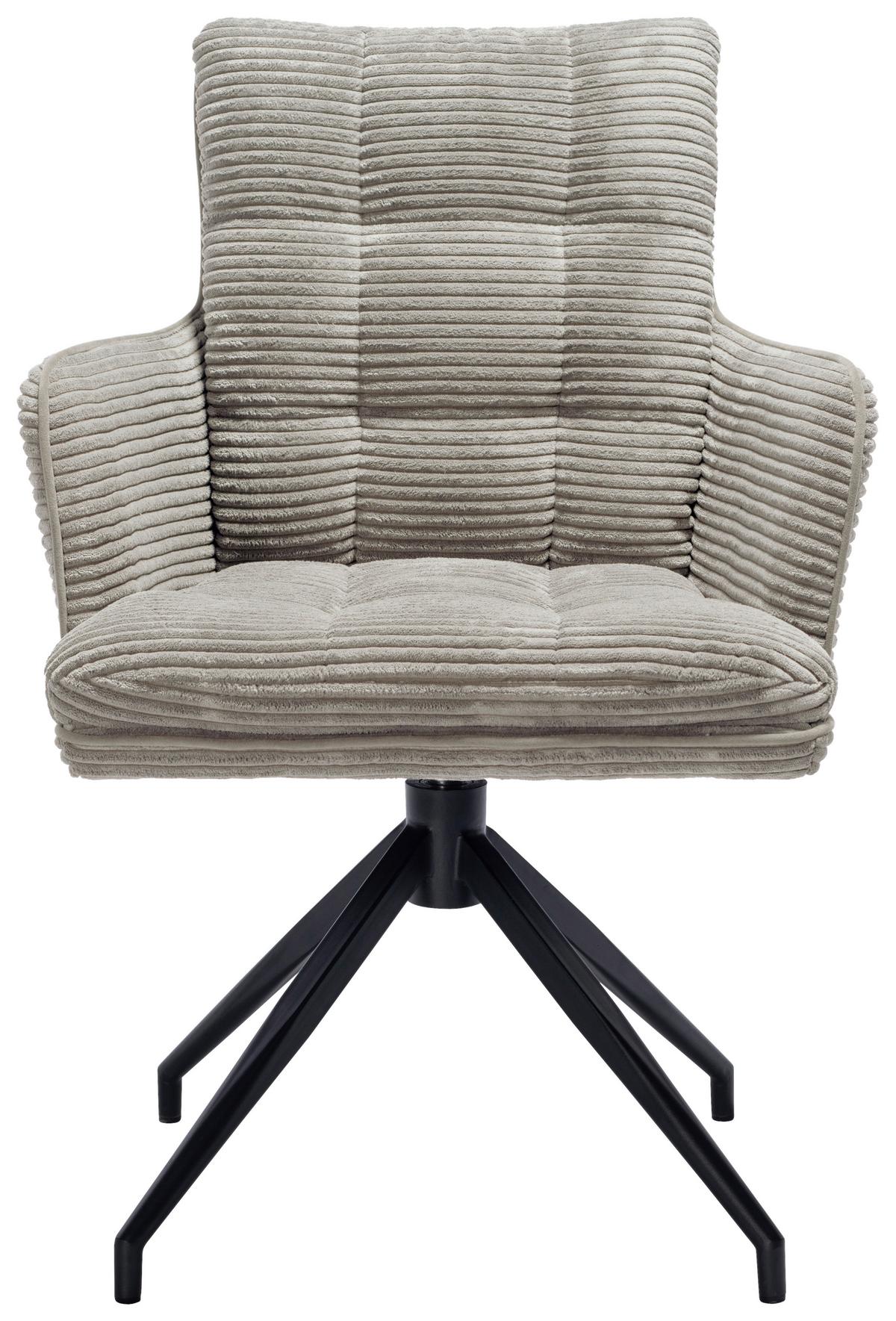 KRZESŁO Z PODŁOKIETNIKAMI POLLY -EXKLUSIV- - jasnoszary/czarny, Design, metal/tkanina (66/89/64cm) - Stylife