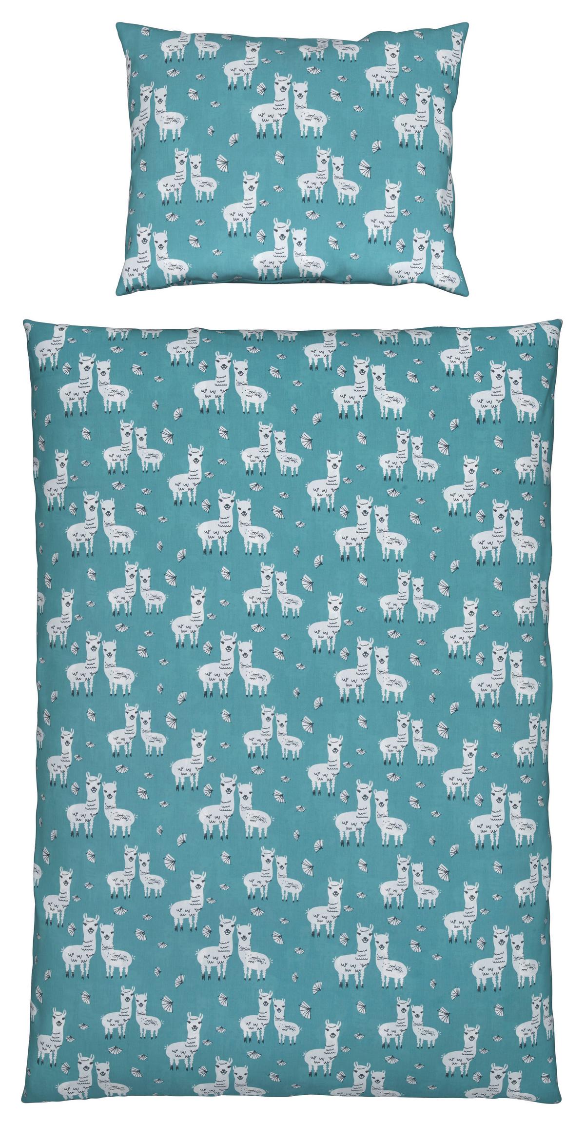 BETTWÄSCHESET LAMA - Türkis/Weiss, Konventionell, Textil (160/210cm) - Modern Living