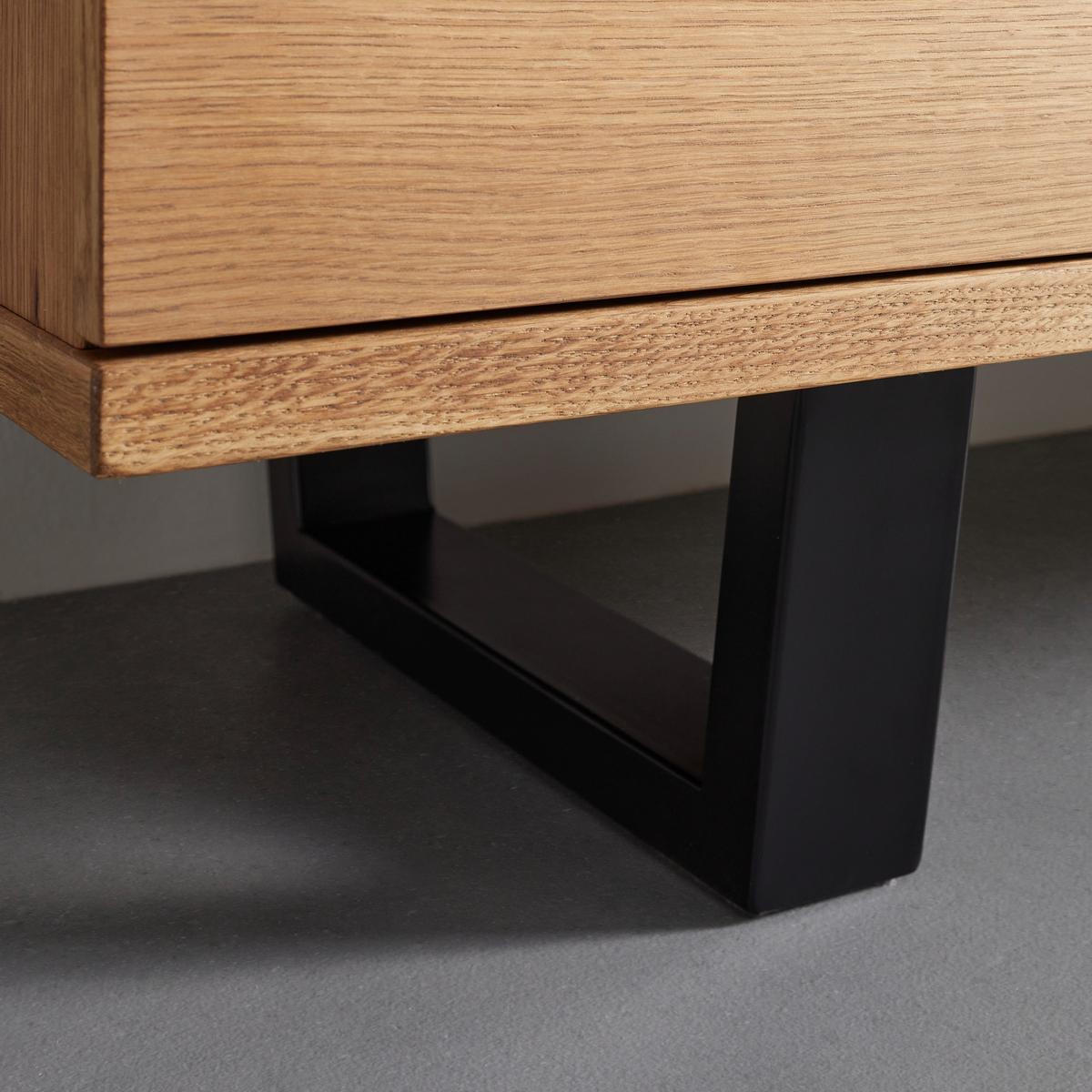 Sideboard Juno Eichenfarbe/ Schwarz Echtholz - Eichefarben/Schwarz, MODERN, Holz/Metall (150/78/47cm) - Bessagi Home