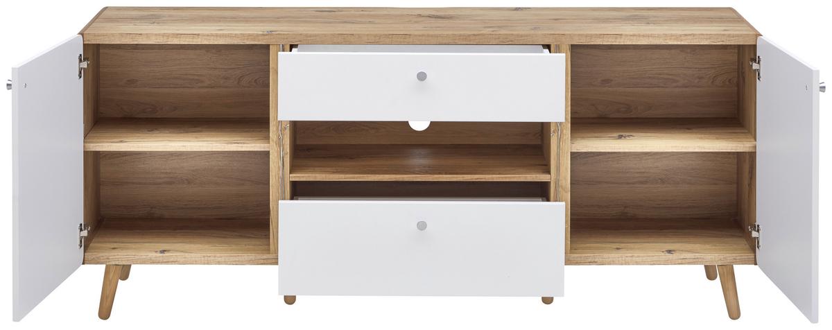 Lowboard Ronda in Weiss/Eichefarben - Weiss/Eichefarben, Modern, Holzwerkstoff (178/76/4,5cm) - Premium Living