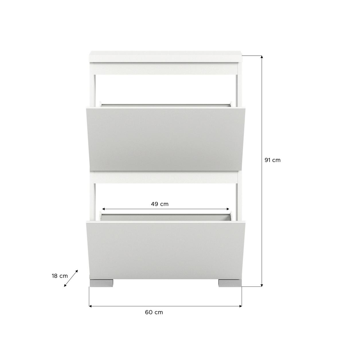 Ormarić Za Cipele Shoelove - bijela/srebrne boje, Moderno, drvni materijal (60/91/18cm) - Modern Living