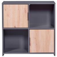 Regal Pepeto 2T ca. 77x77x30cm Anthrazit/Eiche - Anthrazit/Schwarz, Design, Holzwerkstoff/Metall (77/77/30cm) - Livetastic