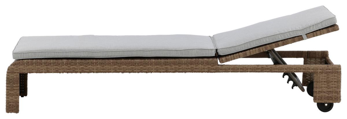 Sonnenliege London ca. 60x32x196 cm Hellbraun - Sandfarben/Hellbraun, KONVENTIONELL, Kunststoff/Textil (60/32/196cm) - Gardenson
