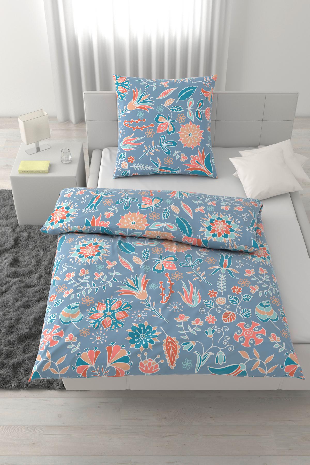 Bettwäsche Mia Pastellblau ca. 135x200cm - Pastellblau, Textil (135/200cm) - Mömax