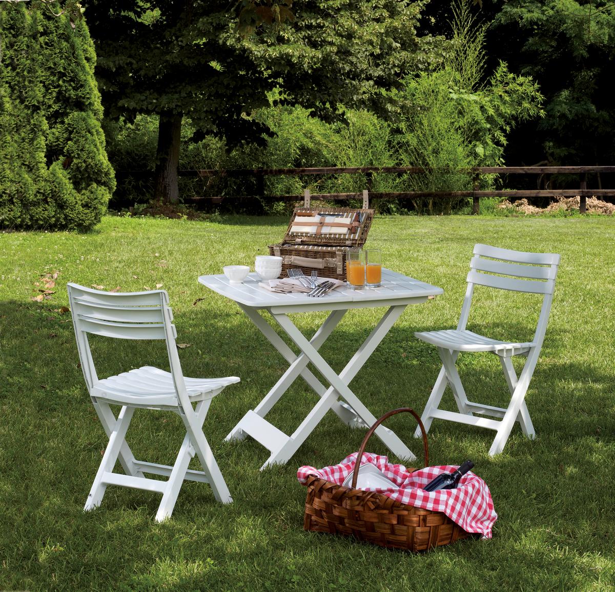 Balkonszett Camping - fehér, műanyag - Mömax