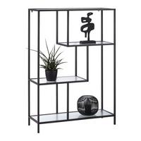 Polica Shine - crna, Moderno, staklo/metal (80/113/30cm) - Modern Living