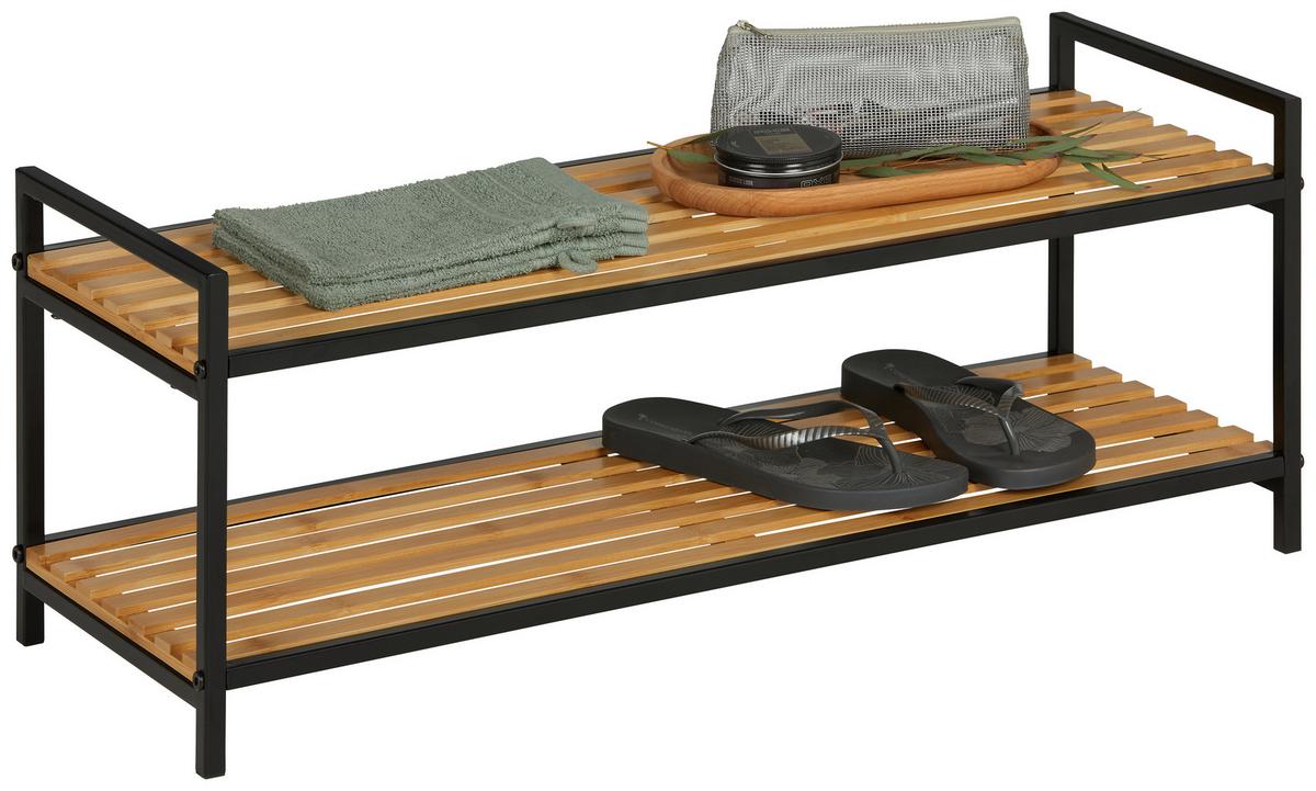 Schuhregal Azra II Naturfarben/Schwarz - Schwarz/Naturfarben, MODERN, Naturmaterialien/Metall (70/32/30cm) - Mömax