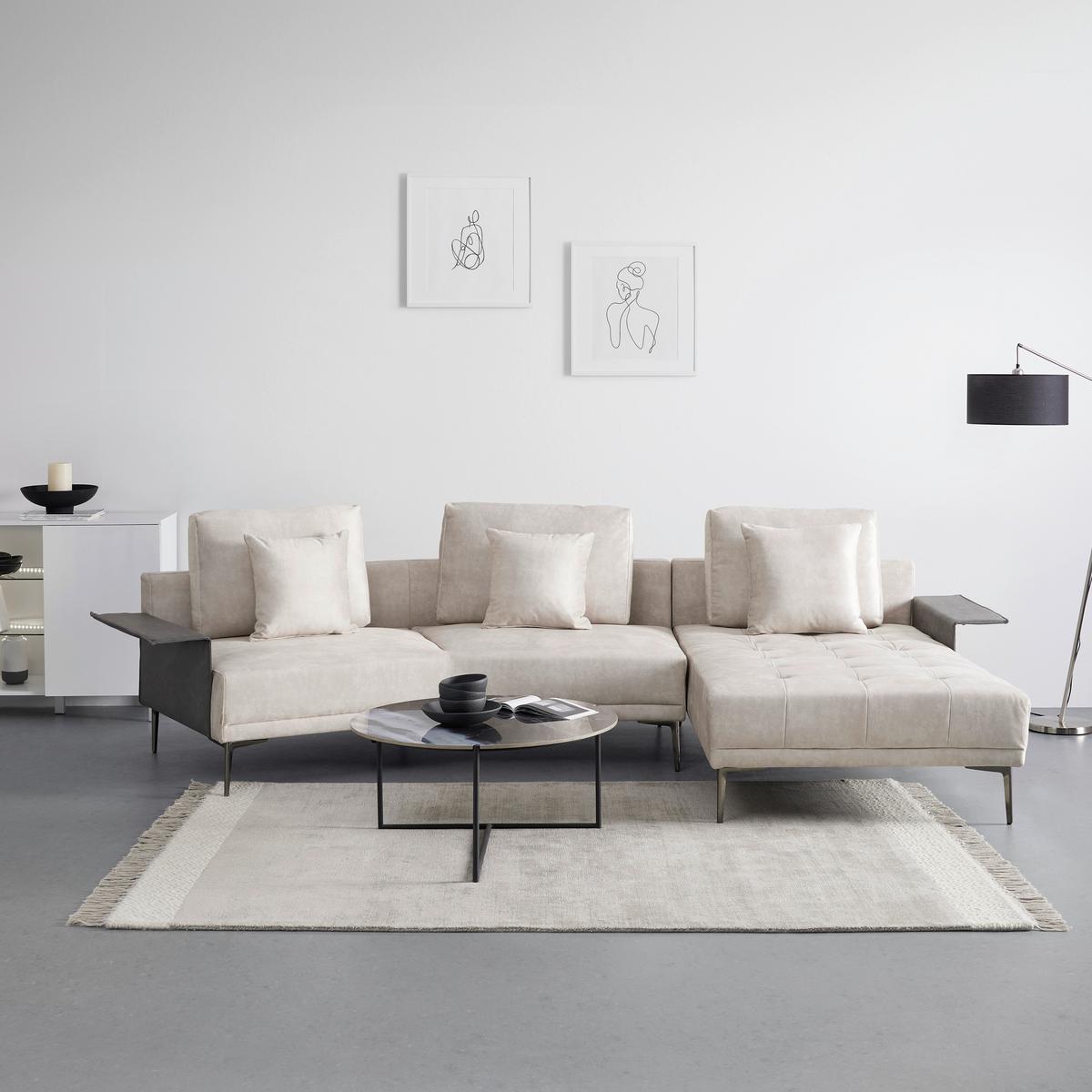 Kutna Garnitura Donna - siva/srebrne boje, Moderno, drvo/metal (345/68/176cm) - Bessagi Home
