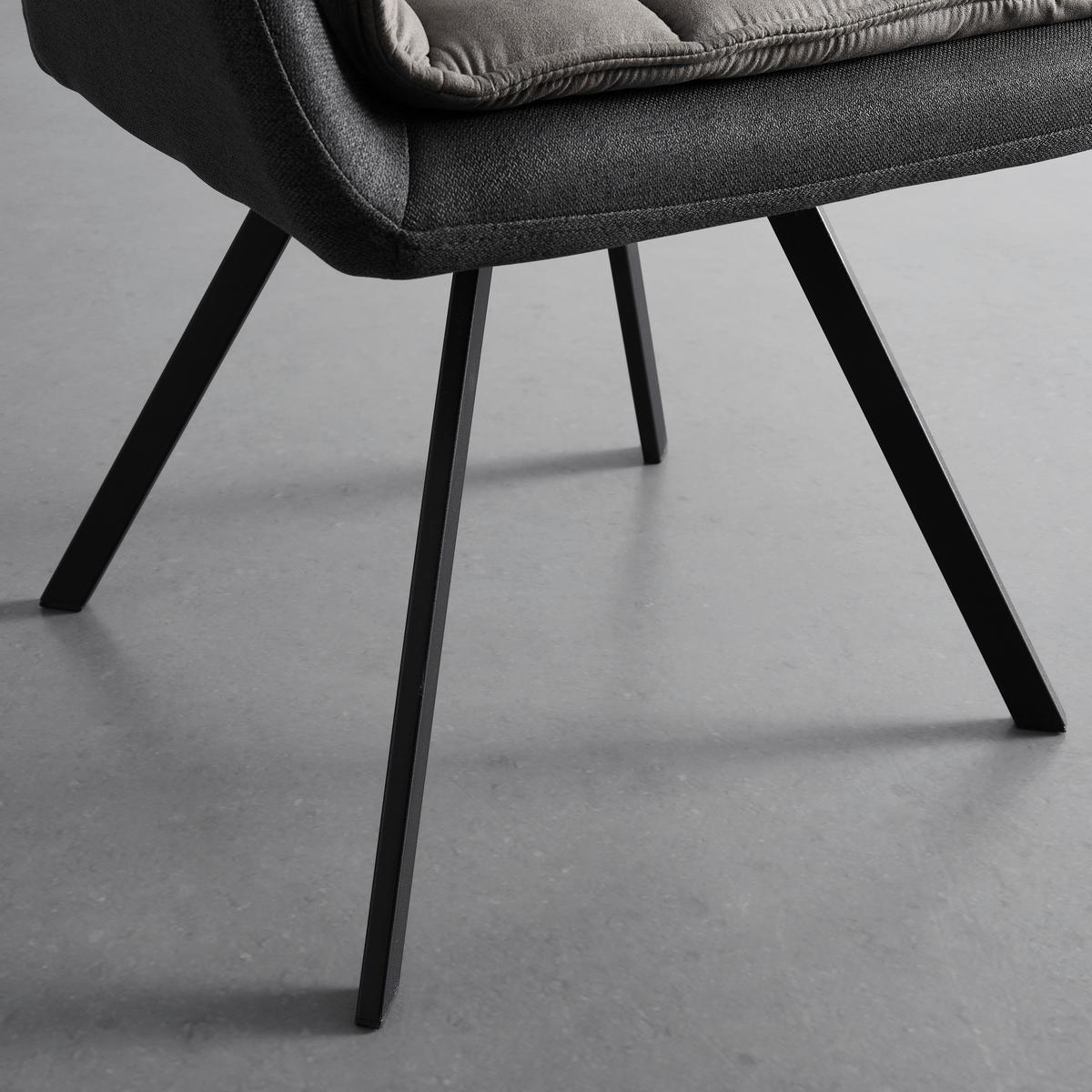 Armlehnstuhl Billy Grau Webstoff Drehbar Gepolstert - Dunkelgrau/Schwarz, MODERN, Textil/Metall (62/85/62cm) - Bessagi Home