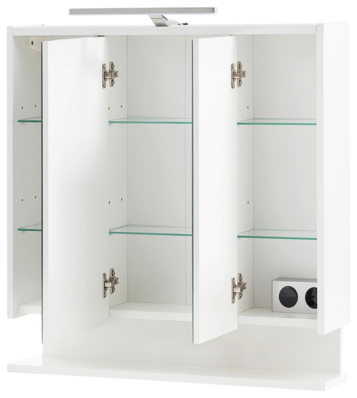 Spiegelschrank Flag Weiß mit LED 3-türig - MODERN, Glas/Holzwerkstoff (65/71,4/16cm) - MID.YOU