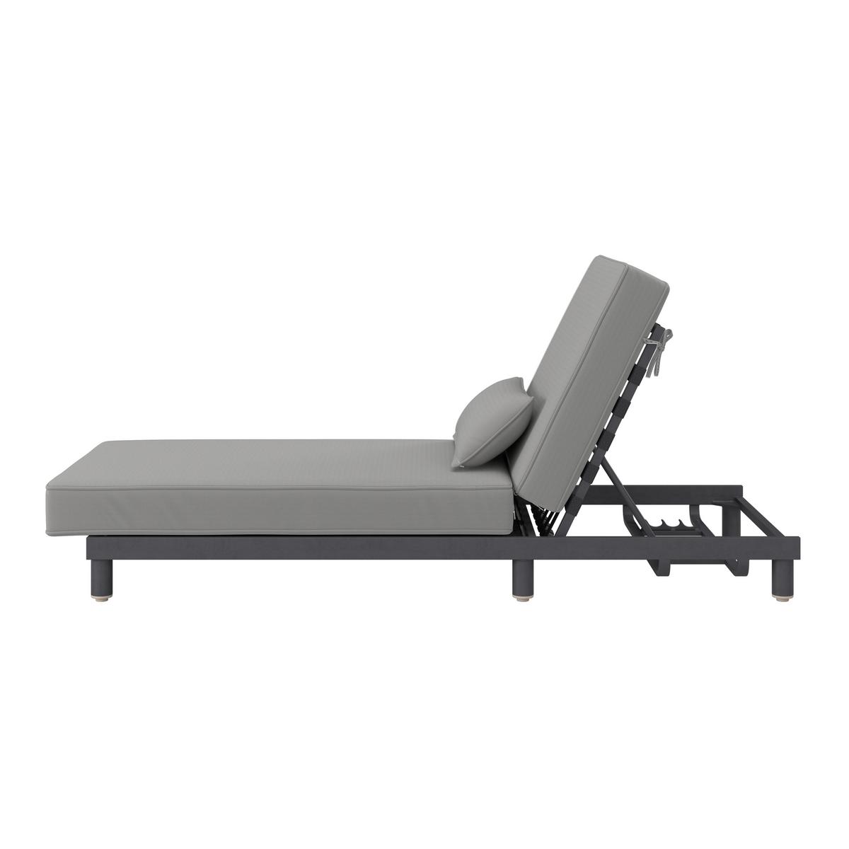 Vrtni Ležalnik Marina, Siva - siva, Moderno, kovina/tekstil (195/30/84cm) - Bessagi Garden