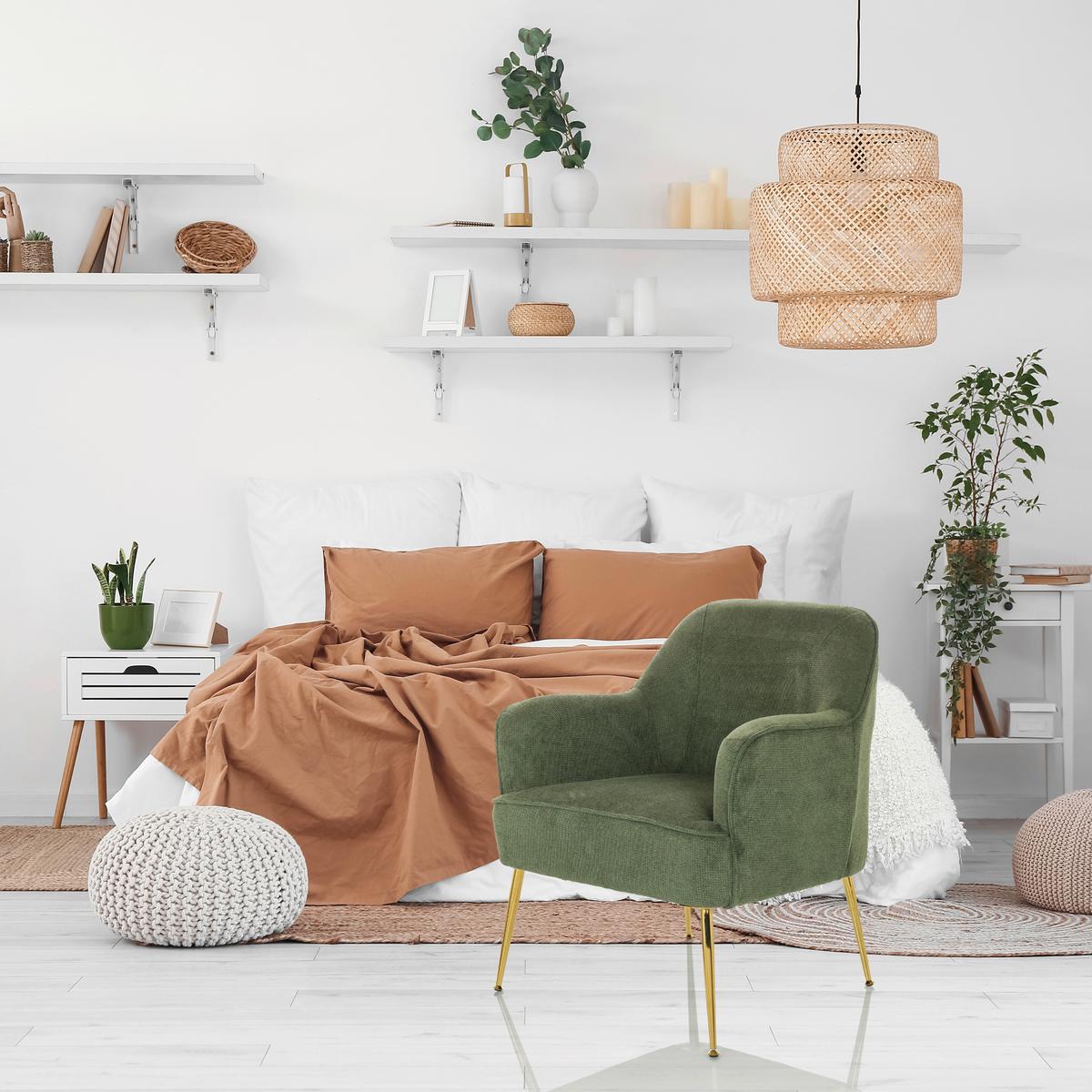 Naslanjač Thassos, Zelena - zelena, Moderno, kovina/tekstil (70/82/66cm) - MID.YOU