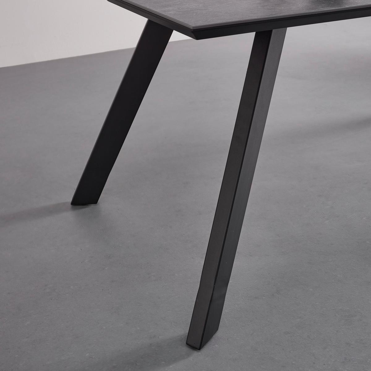 Jedilna Miza Litta, Temno Siva, Kovina - temno siva/črna, Moderno, kovina/leseni material (180/90/76cm) - Bessagi Home