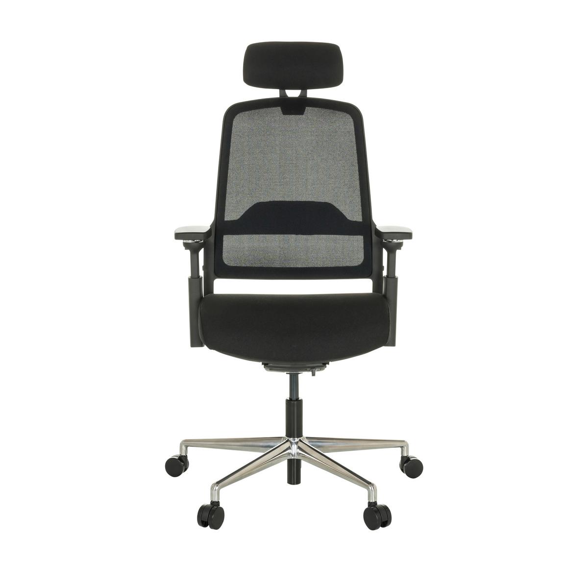 Drehstuhl Teraro AX Schwarz - Silberfarben/Schwarz, Basics, Kunststoff/Textil (65/111-126/61cm) - MID.YOU