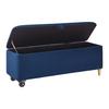 Sitzbank mit Stauraum, blau, "Ella", Samt - Blau/Schwarz, MODERN, Holz/Textil (124/48/43cm) - Bessagi Home