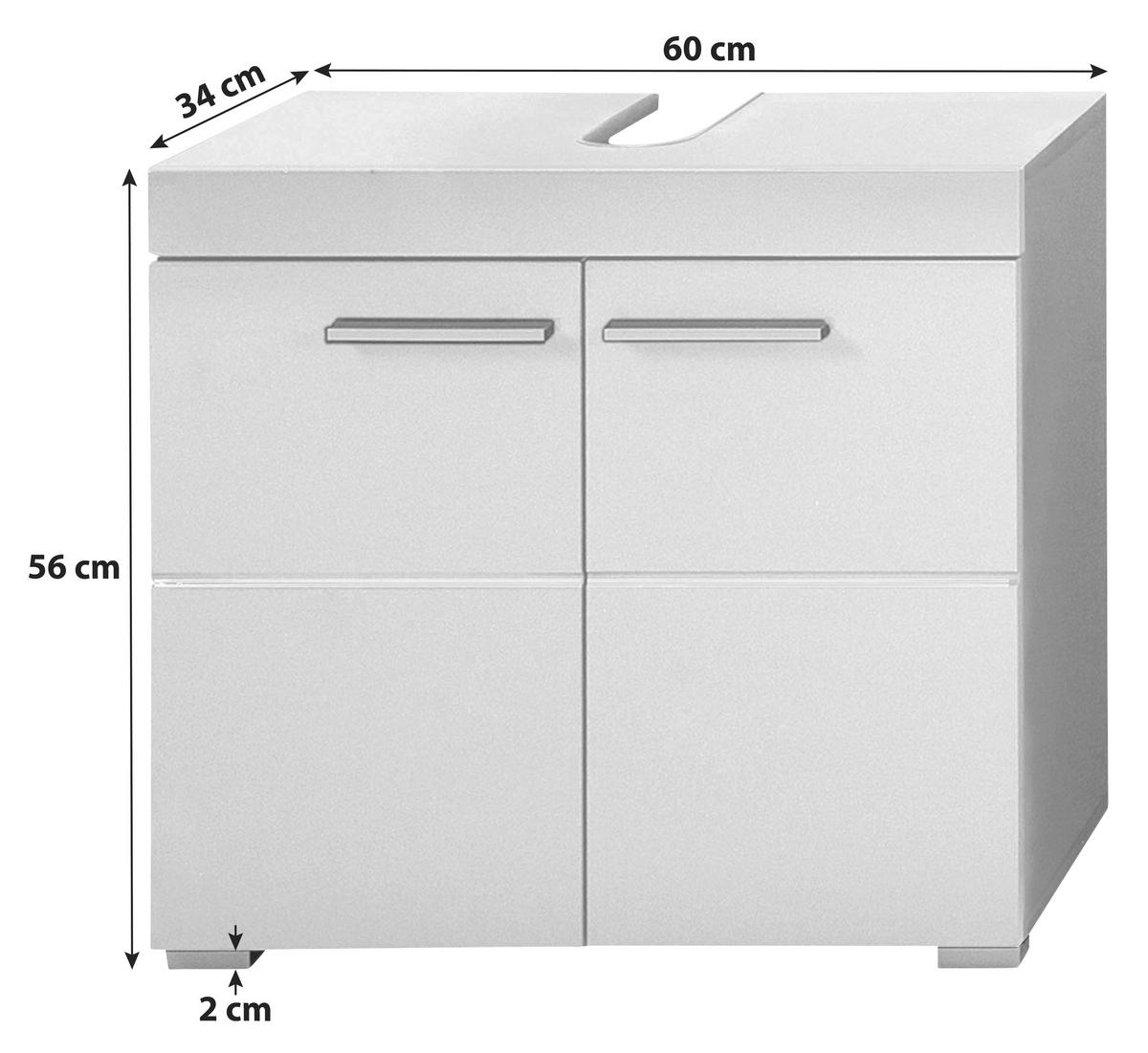 SZAFKA POD UMYWALKĘ AMANDA - kolor srebrny/szary, Modern, materiał drewnopochodny/tworzywo sztuczne (60/56/34cm) - MID.YOU