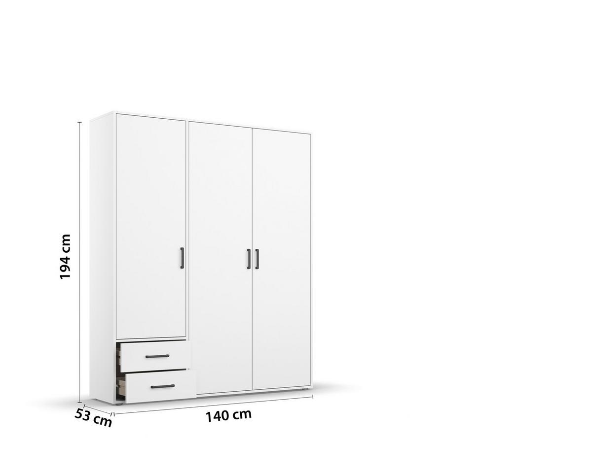 DULAP USI ROTATIVE VOYAGER - alb, Modern, material pe bază de lemn (140/194/53cm) - Modern Living