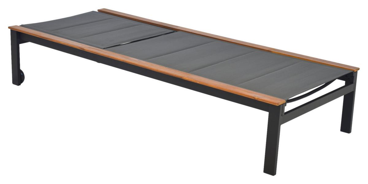Gartenliege Paxos Grau ca.84x198 cm Akazie - Graphitfarben/Naturfarben, MODERN, Holz/Kunststoff (198/103/84cm) - Gardenson