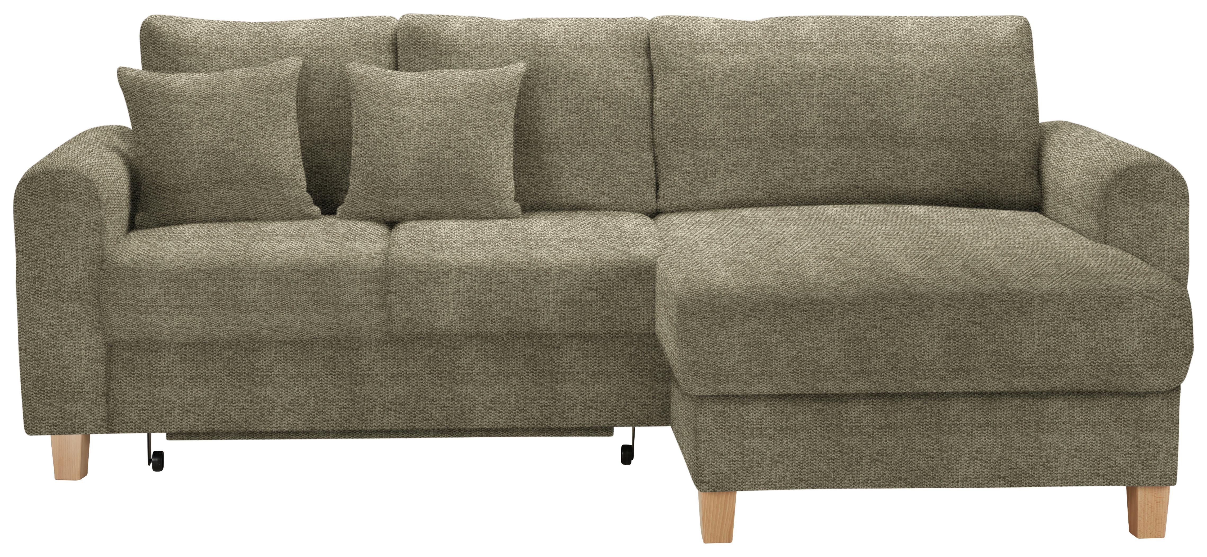 Wohnlandschaft Lille Olivgrün - Hellbraun/Olivgrün, MODERN, Holz/Textil (232/110/156cm) - Mömax
